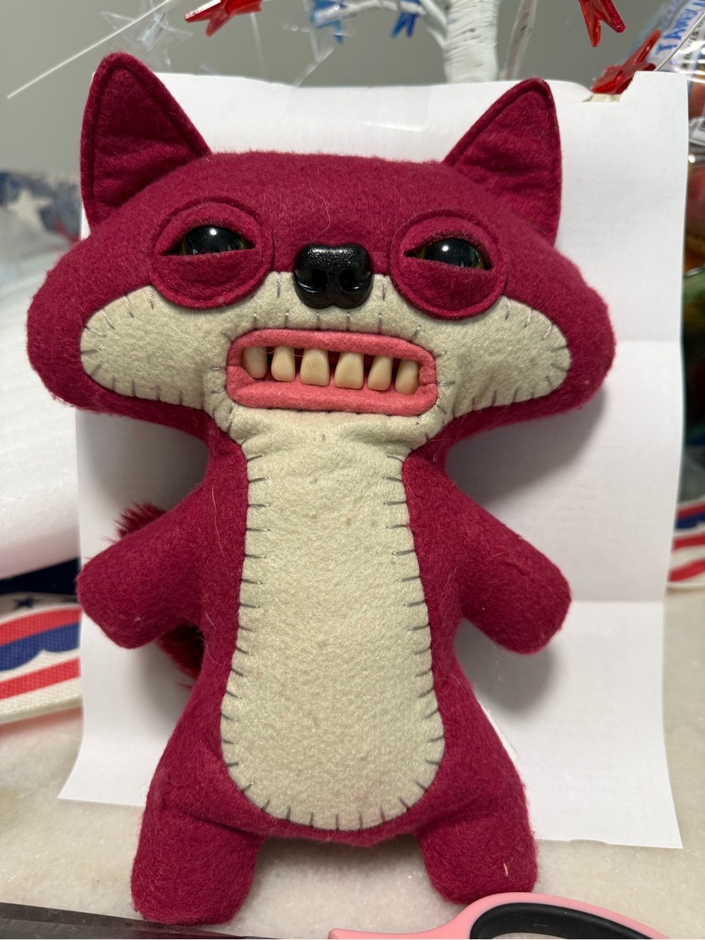 Rare Fuggler Fox plush with teeth.